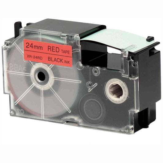 CASIO Schriftbandkassette XR-24RD1 24mm schwarz auf rot