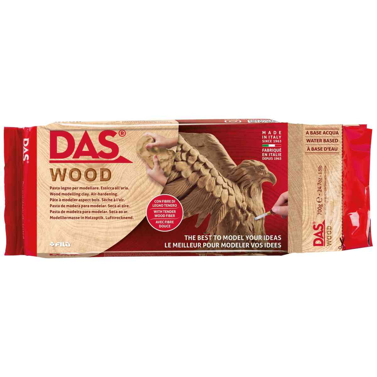 DAS Modelliermasse lufthärtend WOOD holzfarben 700g