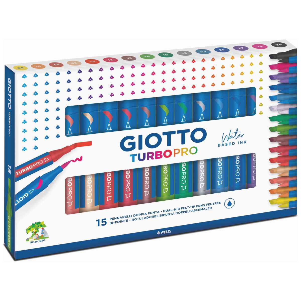 GIOTTO Turbo Pro Doppel-Fasermaler Pinselmaler / Keilspitze 15 Stück