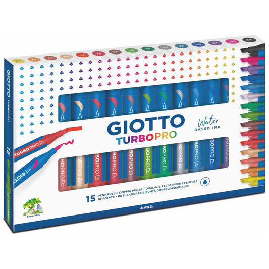 GIOTTO Turbo Pro Doppel-Fasermaler Pinselmaler / Keilspitze 15 Stück