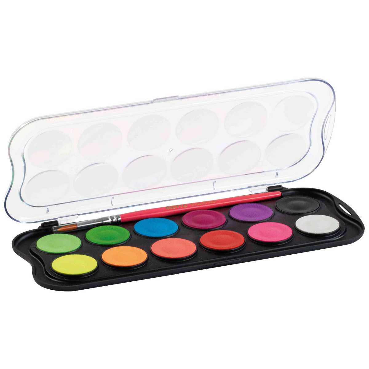 GIOTTO Malkasten Aquarelli Fluo 12 Neonfarben + Pinsel