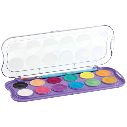 GIOTTO Malkasten Aquarelli Candy 12 Farben + Pinsel