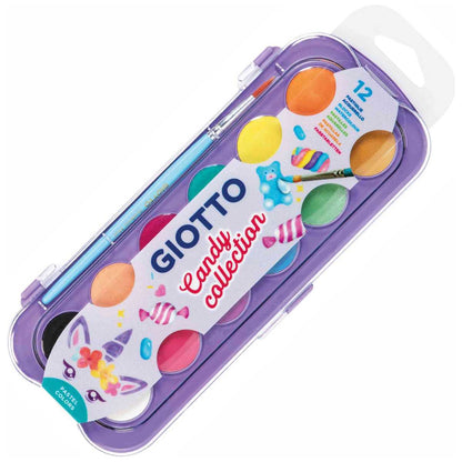 GIOTTO Malkasten Aquarelli Candy 12 Farben + Pinsel