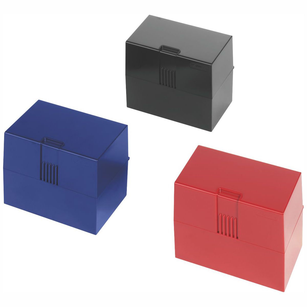 HERLITZ Karteikasten A7 für 300 Karten rot, blau, schwarz