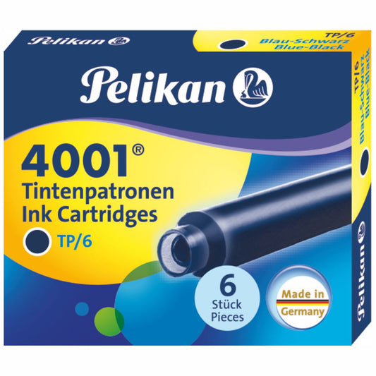 PELIKAN Tintenpatrone 4001 kurz blau-schwarz 6 Stück