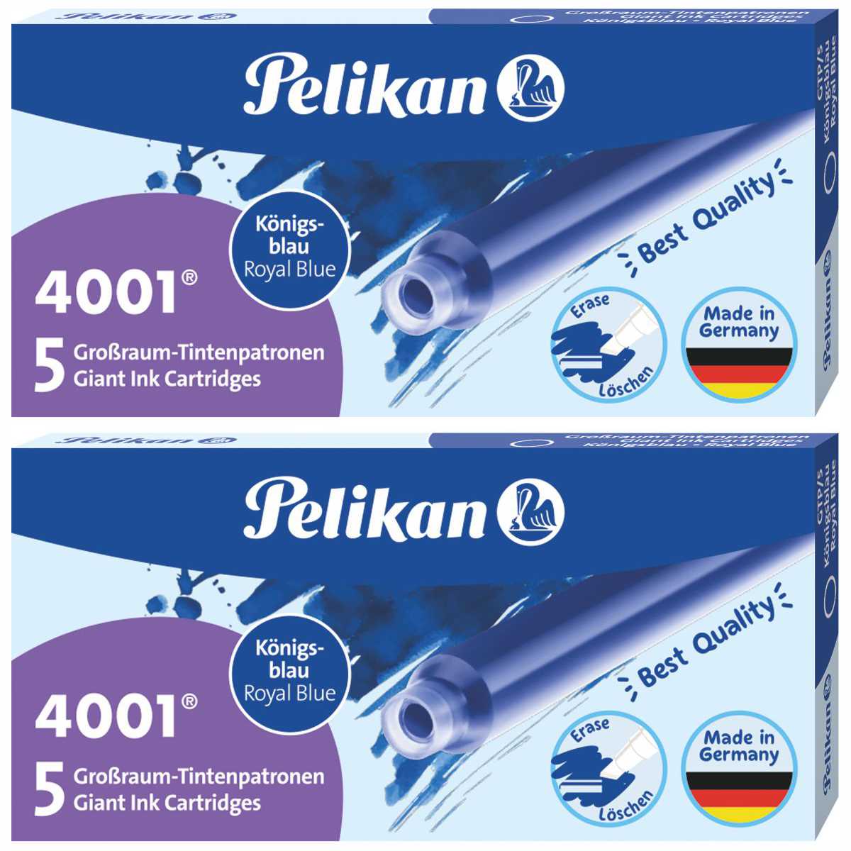 PELIKAN Tintenpatrone 4001 lang königsblau 2 x 5 Stück