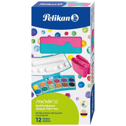 PELIKAN Deckfarbkasten ProColor türkis / pink 12 Farben + Deckweiss