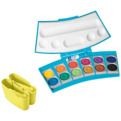 PELIKAN Deckfarbkasten ProColor türkis / neongelb 12 Farben + Deckweiss