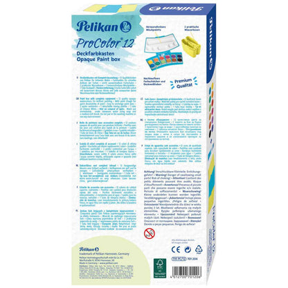 PELIKAN Deckfarbkasten ProColor türkis / neongelb 12 Farben + Deckweiss