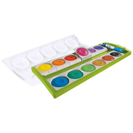 PELIKAN Malkarten / Deckfarbkasten K12 grün 12 Farben + Deckweiß