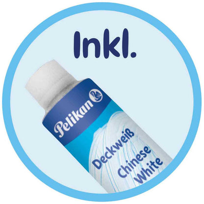 PELIKAN Malkarten / Deckfarbkasten K12 grün 12 Farben + Deckweiß