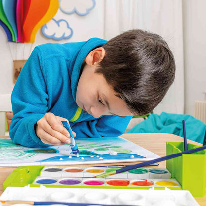 PELIKAN Malkarten / Deckfarbkasten K12 grün 12 Farben + Deckweiß