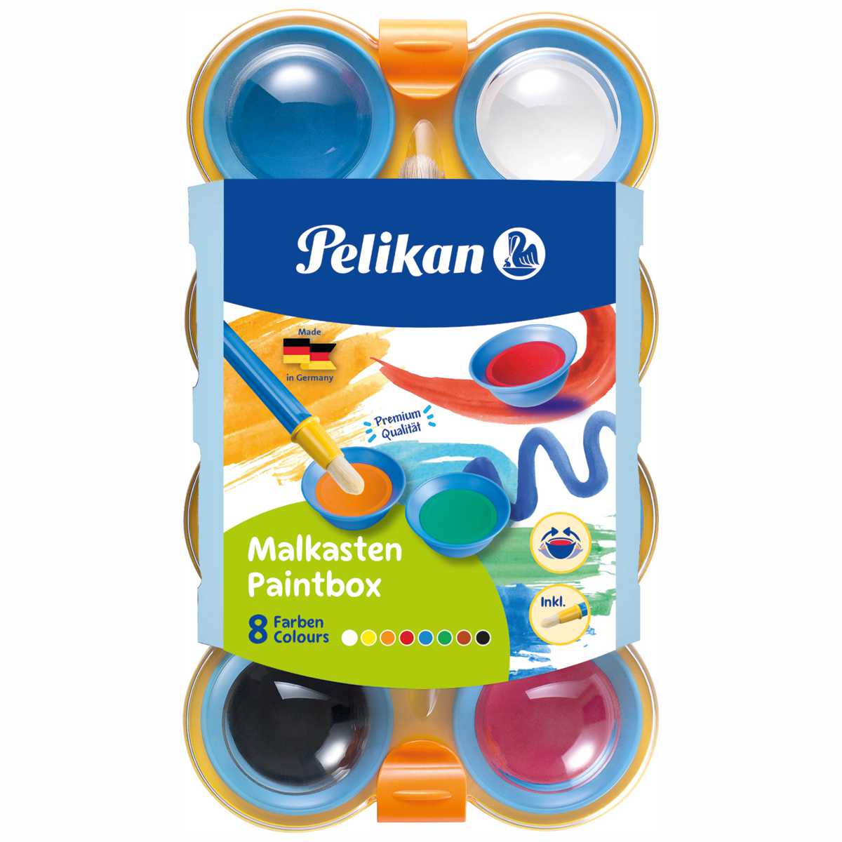 PELIKAN Deckfarbkasten mini friends Malkasten für Kinder 755/8, 8 Farben