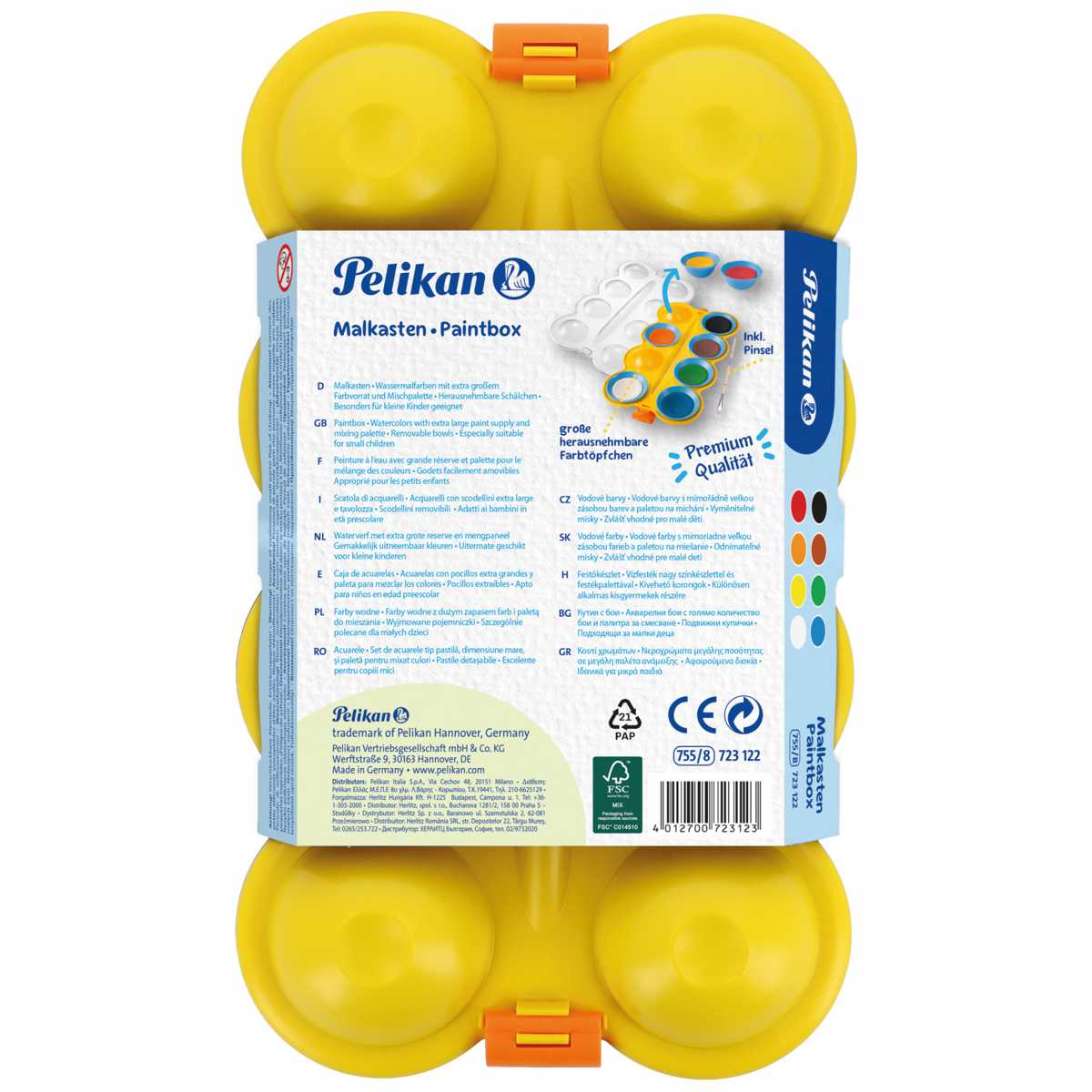 PELIKAN Deckfarbkasten mini friends Malkasten für Kinder 755/8, 8 Farben