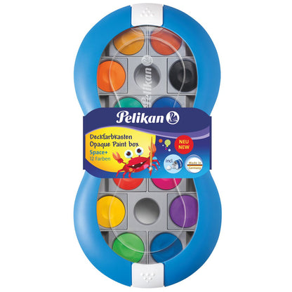 PELIKAN Deckfarbkasten Space+ blau 12 Farben + Deckweiß