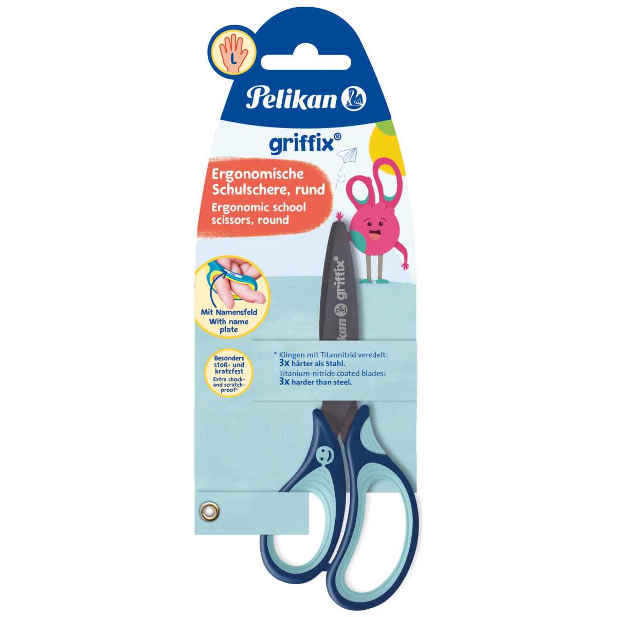 PELIKAN Schulschere Griffix rund blau L