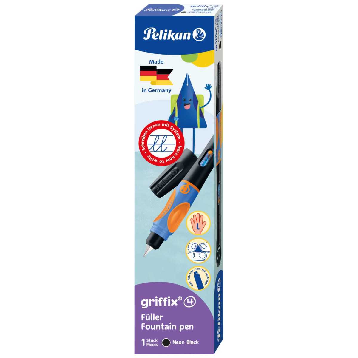 PELIKAN Füllhalter Griffix 4 neon black L Linkshänder
