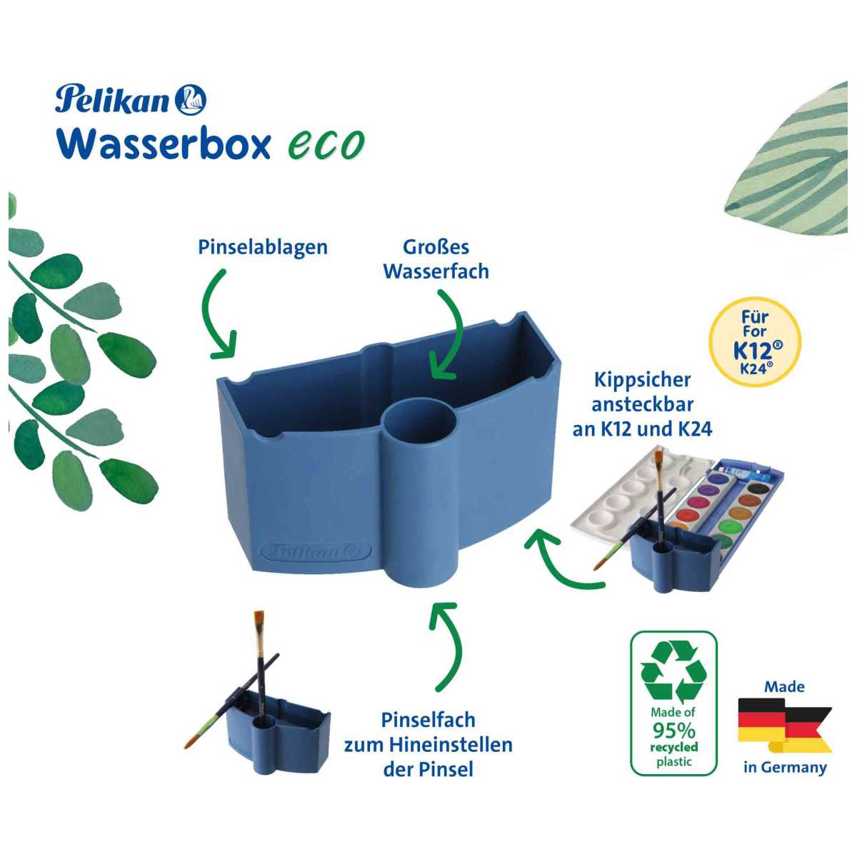 PELIKAN Wasserbox Pinselbecher Classic ECO blau 735WBE für K12+K24