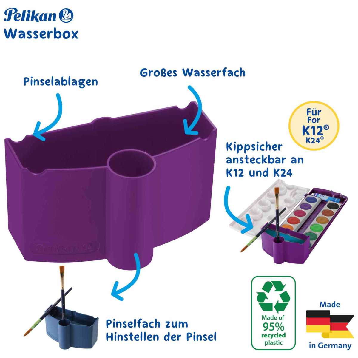 PELIKAN Wasserbox Pinselbecher Classic violett 735WBV für K12+K24