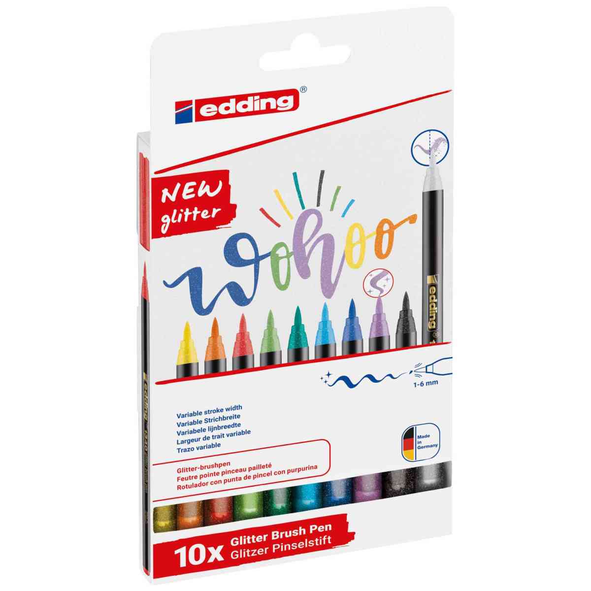EDDING Pinselmaler Brushpen Lettering Set 1340 GLITZER 1-5mm 10 Stück