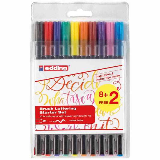EDDING Pinselmaler Brushpen Lettering Set 1340 1-5mm 8+2 GRATIS