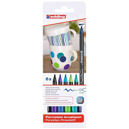 EDDING Porzellan Pinselstift 4200 6er Set -Cool Colors-