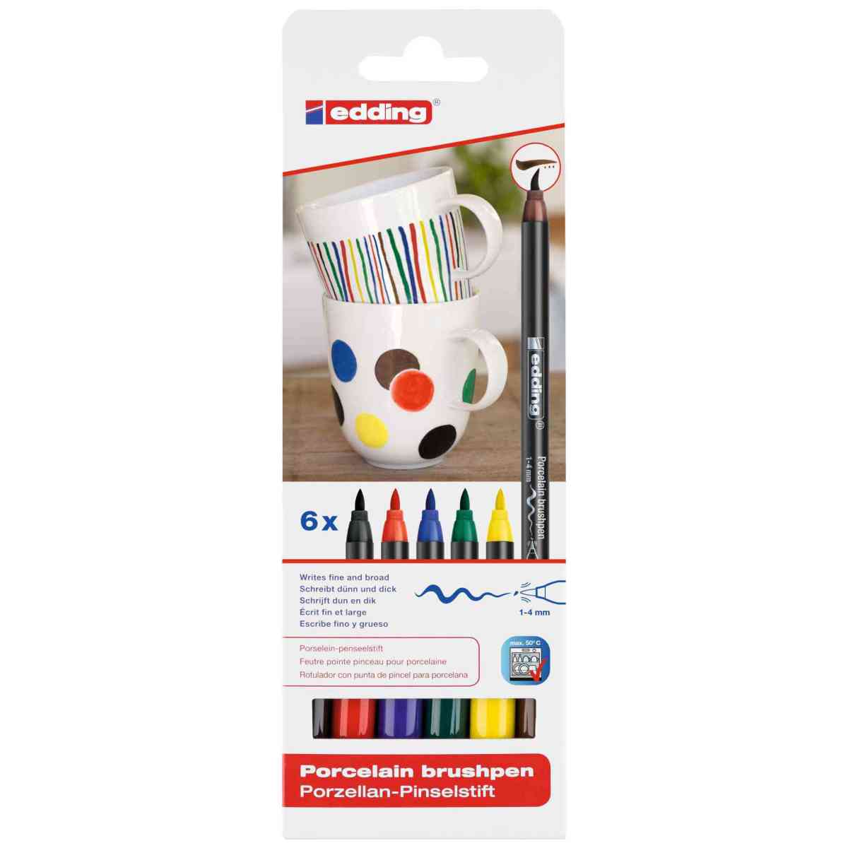 EDDING Porzellan Pinselstift 4200 6er Set -Grundfarben-
