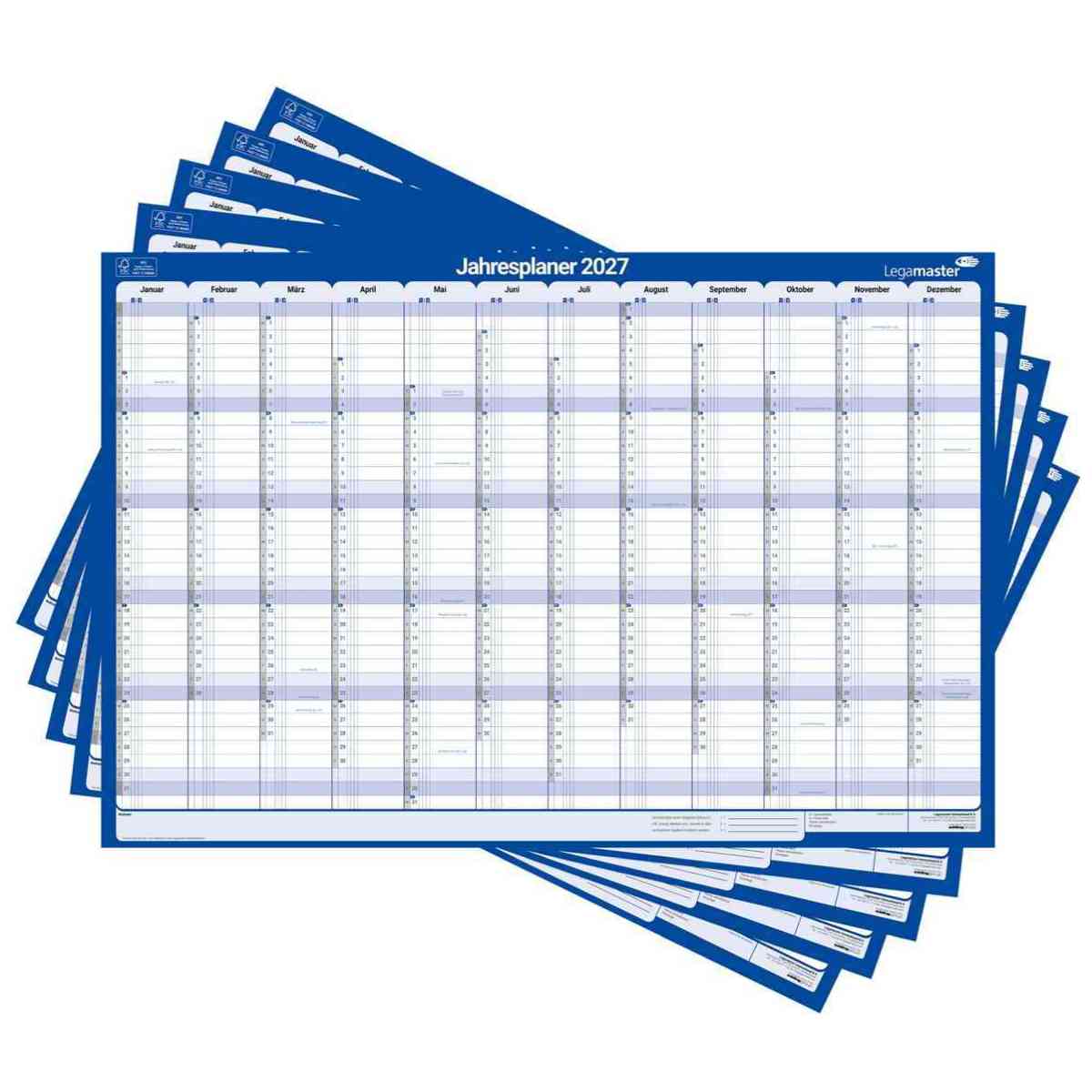 LEGAMASTER Jahresplaner 2027 7-422221-27 60x90cm folienk. 3 extra Spalten 170g