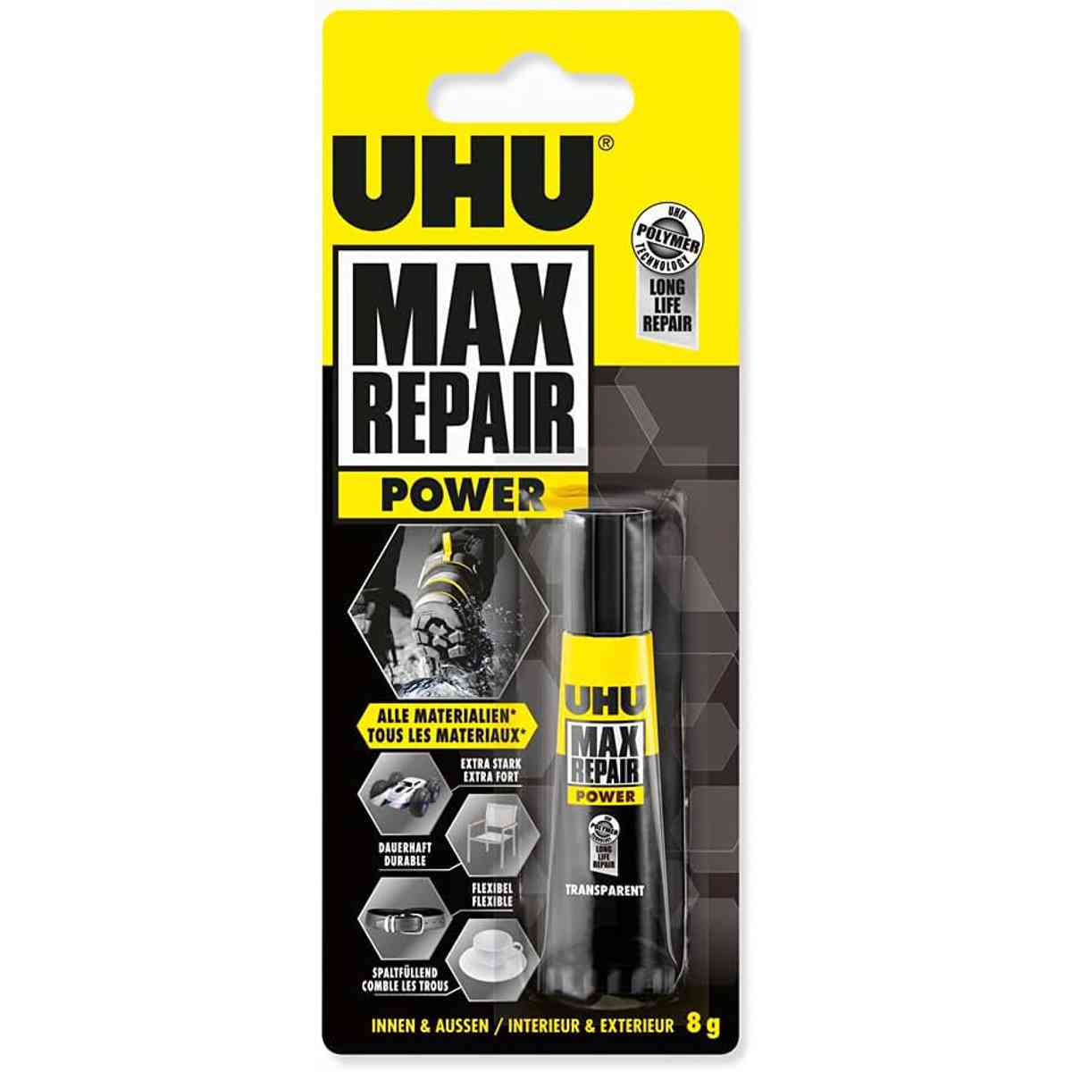 UHU Alleskleber MAX REPAIR POWER 8g Extremkleber für innen | aussen