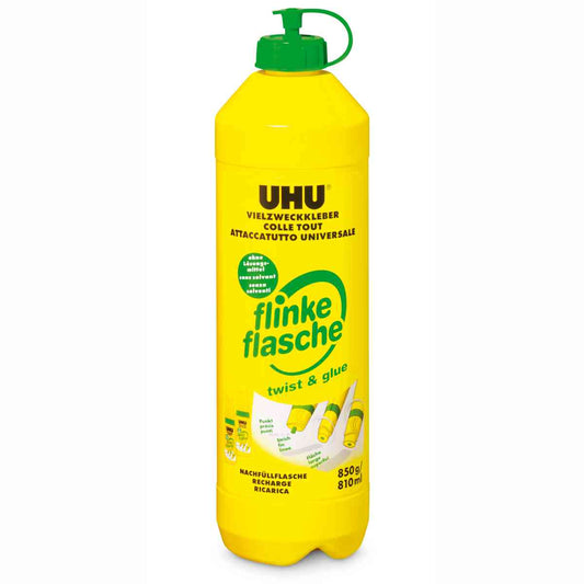UHU Vielzweckkleber flinke Flasche 850g ohne Lösungsmittel Nachfüllflasche