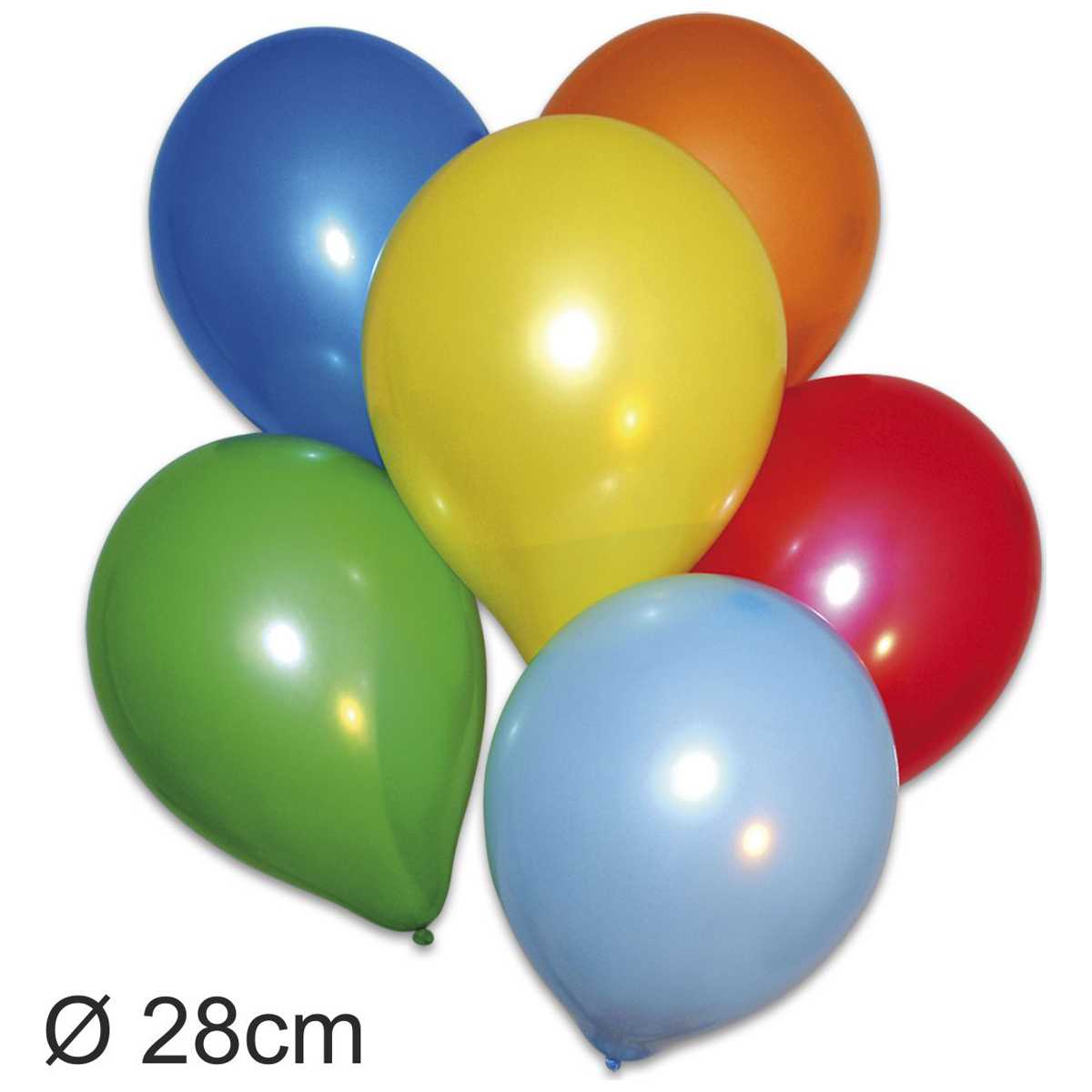 PAPSTAR Helium Luftballons rund 90cm Umfang, D=28cm, 100 Stück farbig sortiert