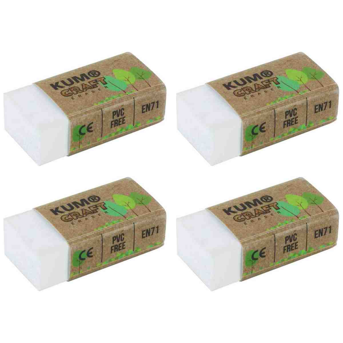 KUM Radiergummi ERASER Synthetic Radierer weiß 4 Stück PVC FREE