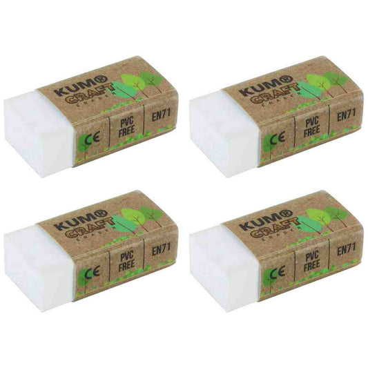 KUM Radiergummi ERASER Synthetic Radierer weiß 4 Stück PVC FREE