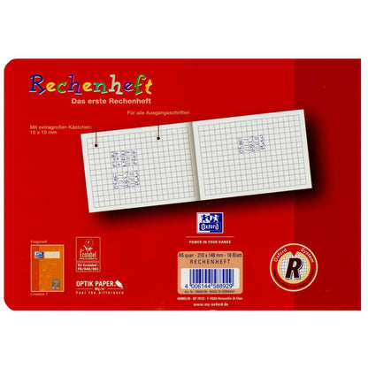 OXFORD / LANDRE Rechenheft / Zahlenheft A5 R quer kariert 16 Blatt