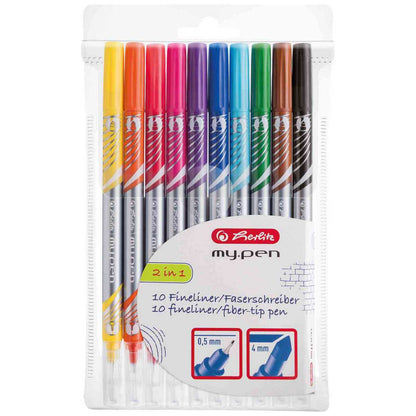 HERLITZ Fineliner / Fasermaler my.pen 2in1 10 Stück 0,5mm + 4mm