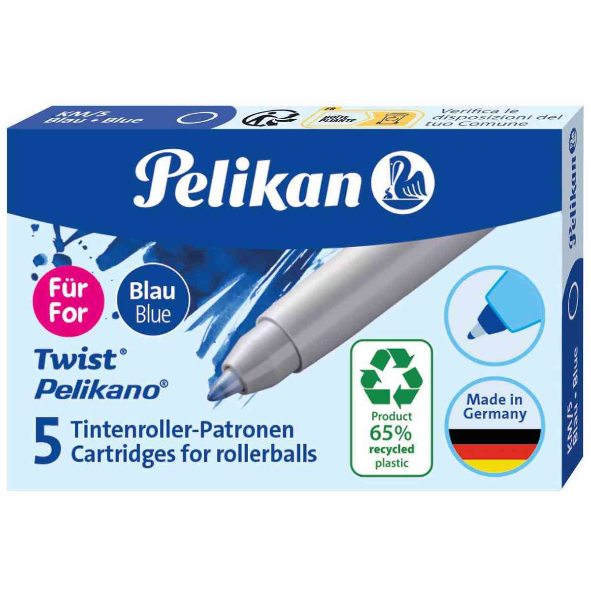 PELIKAN Tintenroller Patronen Twist KM/5 blau 5 Stück 0,3mm