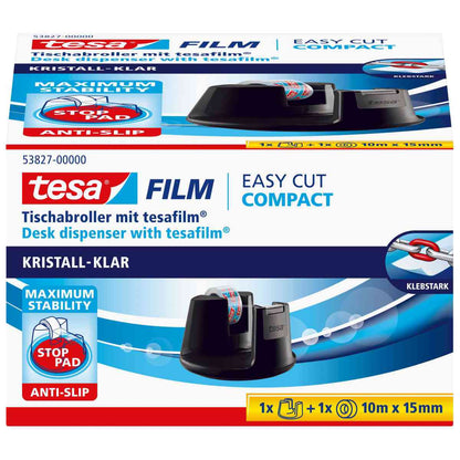 TESA Tischabroller Easy Cut Compact schwarz + 1 Klebefilm