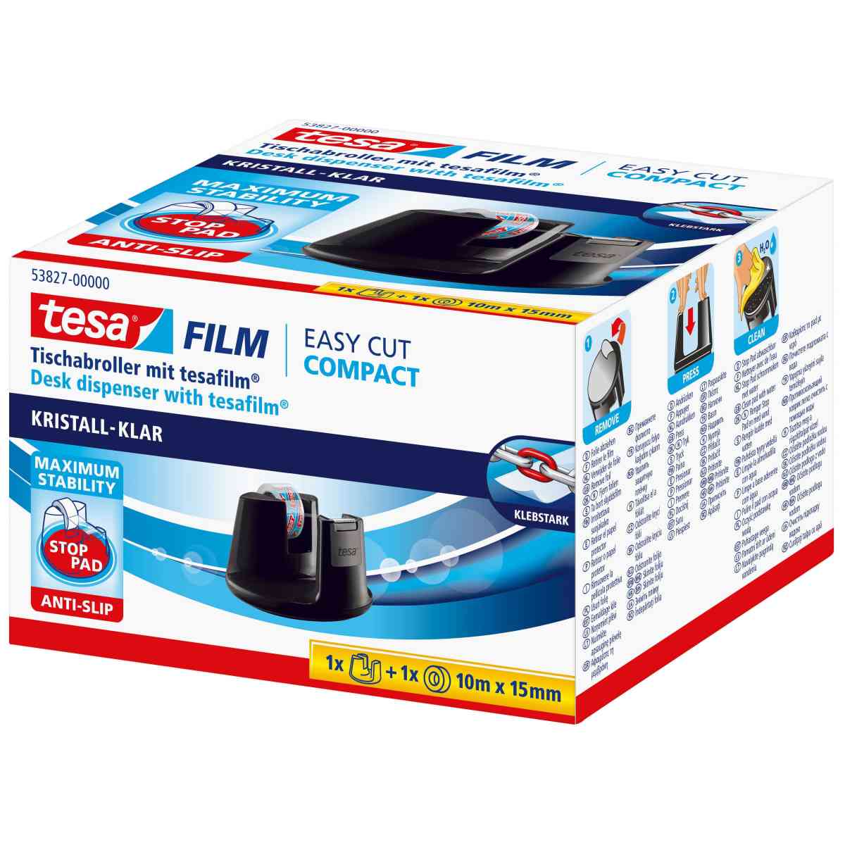 TESA Tischabroller Easy Cut Compact schwarz + 1 Klebefilm