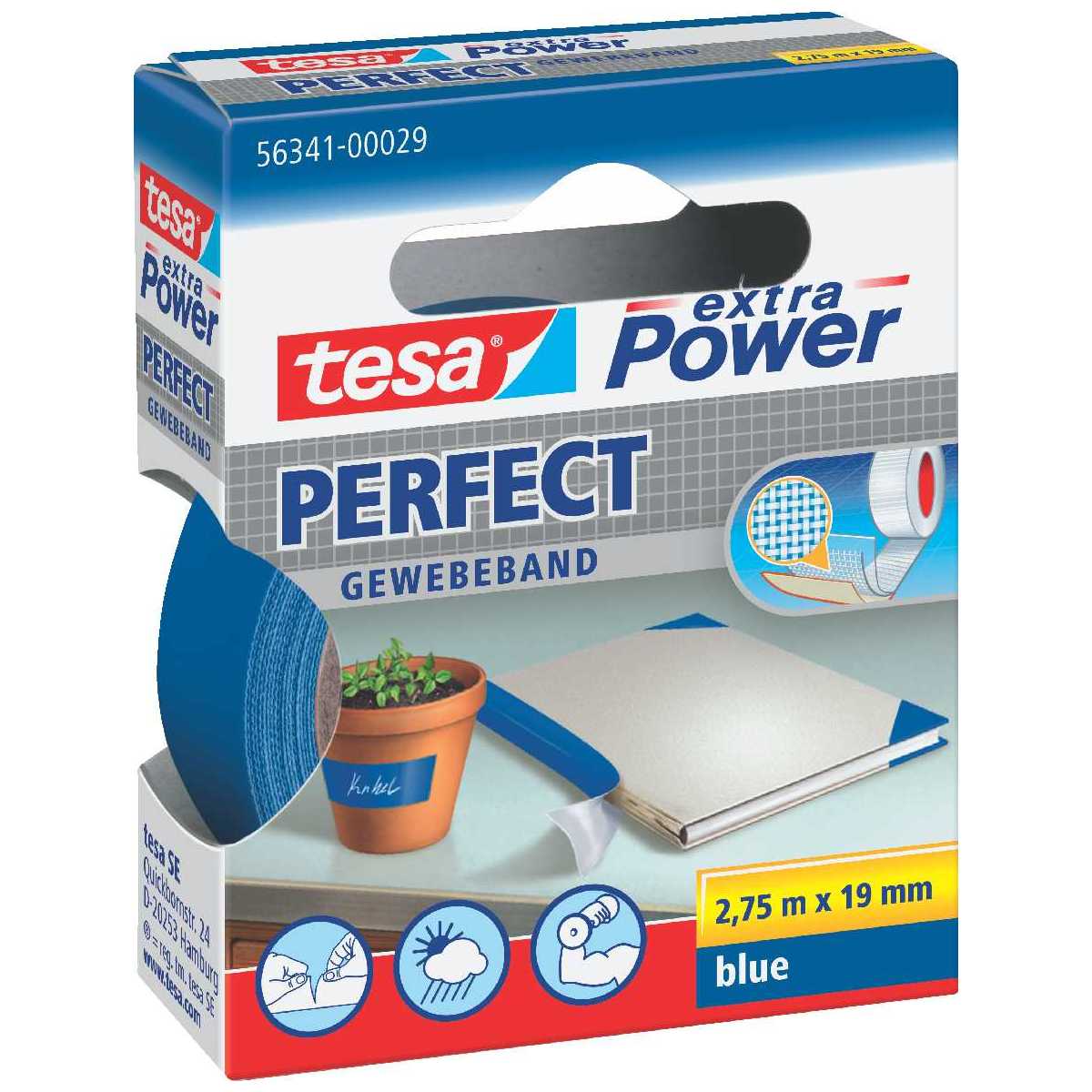 TESA Gewebeband extra Power 56341 19mm x 2,75m blau