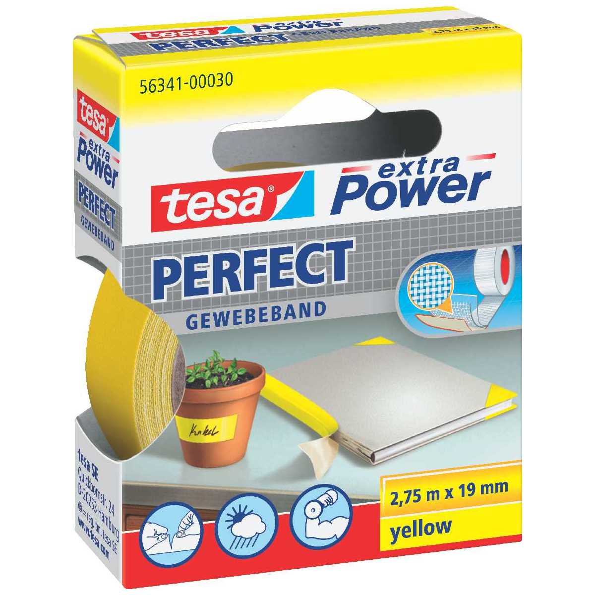 TESA Gewebeband extra Power 56341 19mm x 2,75m gelb