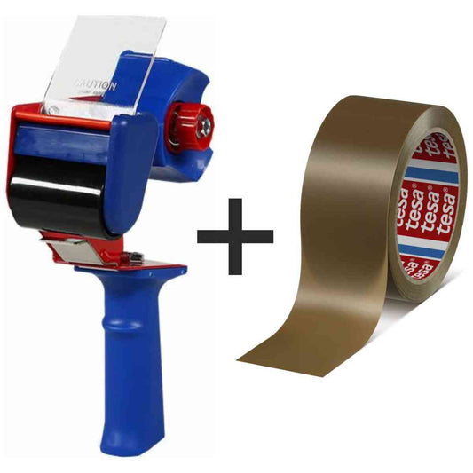 TESA Packband Abroller STRONG + 1 Rolle Pack 66mm x 50m braun