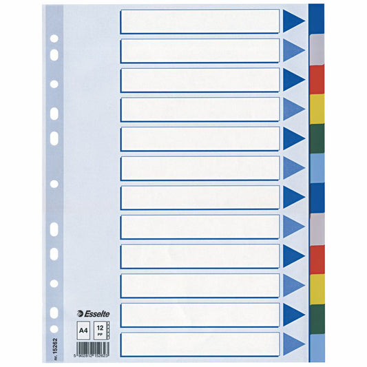 ESSELTE Register 15262 A4 PP 12-teilig farbig