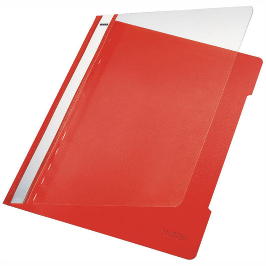 LEITZ Schnellhefter 4191 A4 PVC hellrot mit transparentem Vorderdeckel