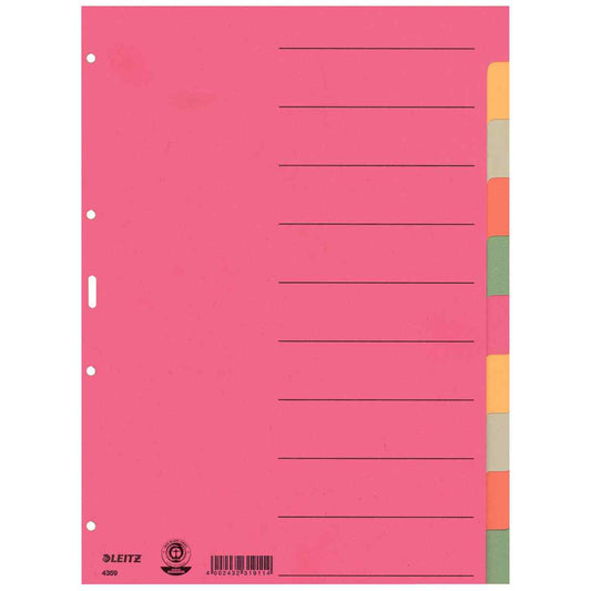 LEITZ Kartonregister Blanko 4359 A4 10-teilig, 5 Farben