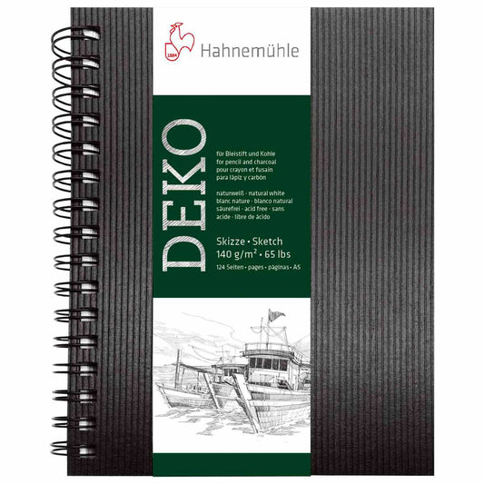HAHNEMÜHLE Skizzenbuch A5 mit Spirale 140g naturweiss 124 Seiten