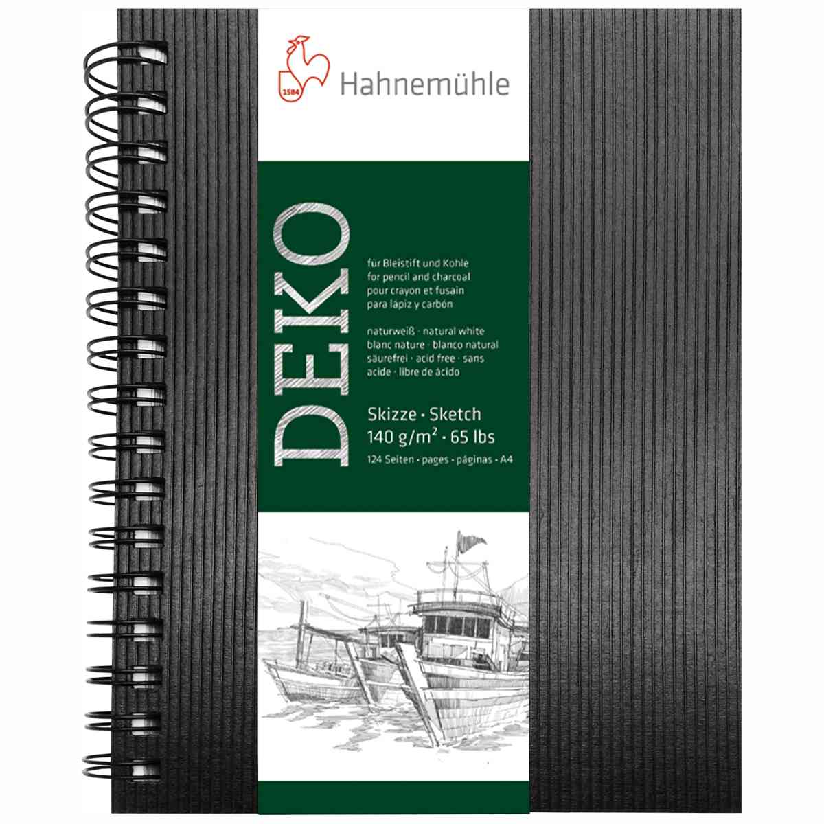 HAHNEMÜHLE Skizzenbuch A4 mit Spirale 140g naturweiss 124 Seiten