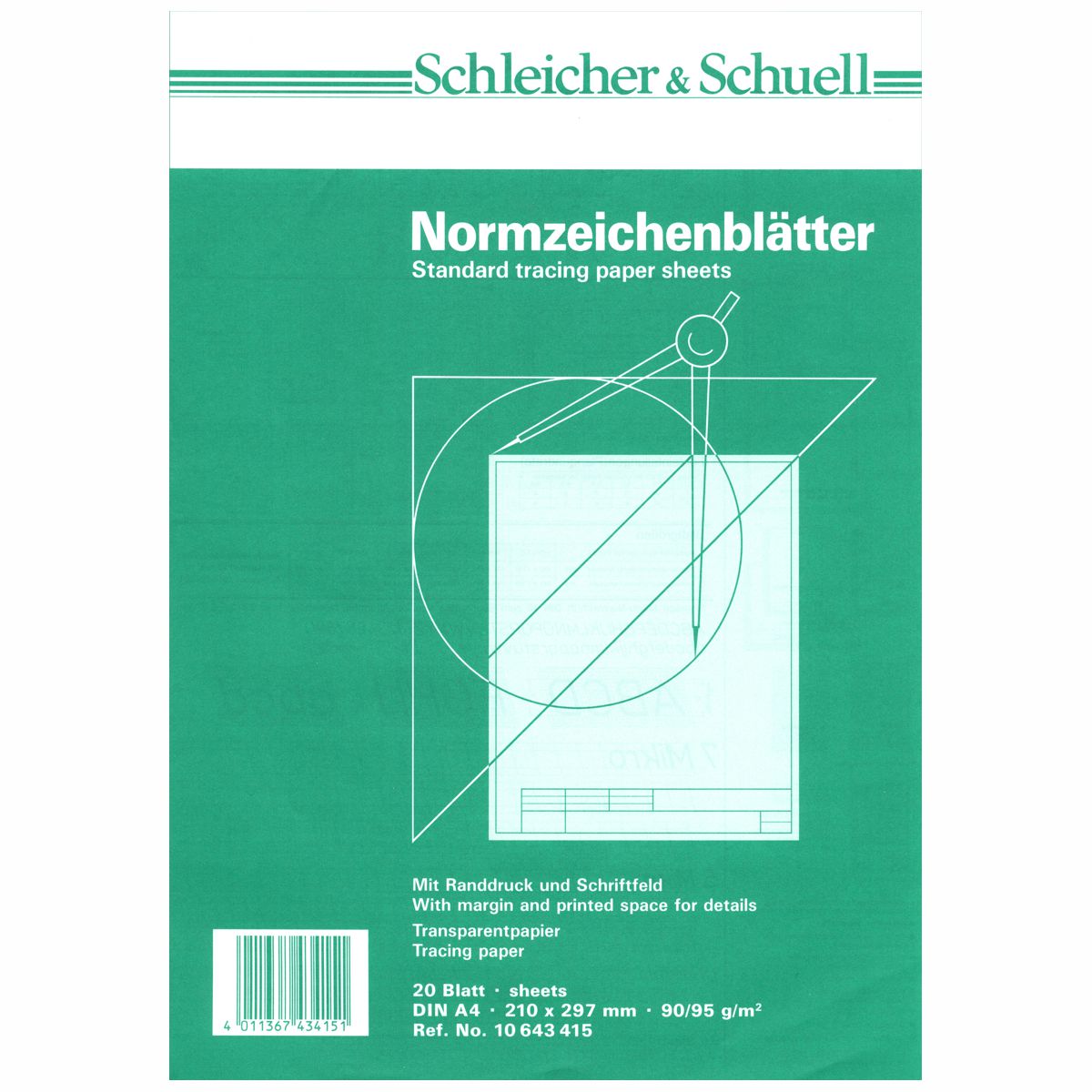 HAHNEMÜHLE TZ-Blätter A4 transparent mit Rahmen + Schrriftfeld 20 Blatt