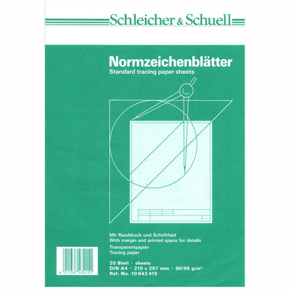HAHNEMÜHLE TZ-Blätter A4 transparent mit Rahmen + Schrriftfeld 20 Blatt