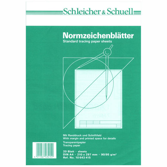 HAHNEMÜHLE TZ-Blätter A4 transparent mit Rahmen + Schrriftfeld 20 Blatt