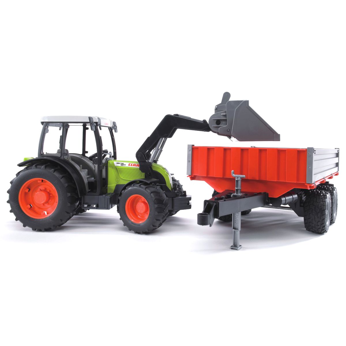 BRUDER 02112 Claas Nectis 267 F mit Frontlader und Bordwandanhänger